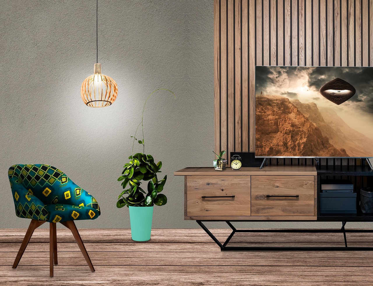 Moderne 3D-geprinte lamp in slaapkamer.